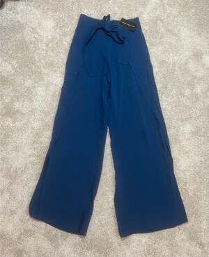 Juniper Blu Tie Front Wide Leg Split Pants Blue XS